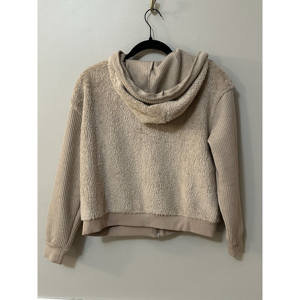 Workshop Republic Clothing Women's Faux Fur Zip Up Hoodie Size Small Tan Color - Picture 9 of 9